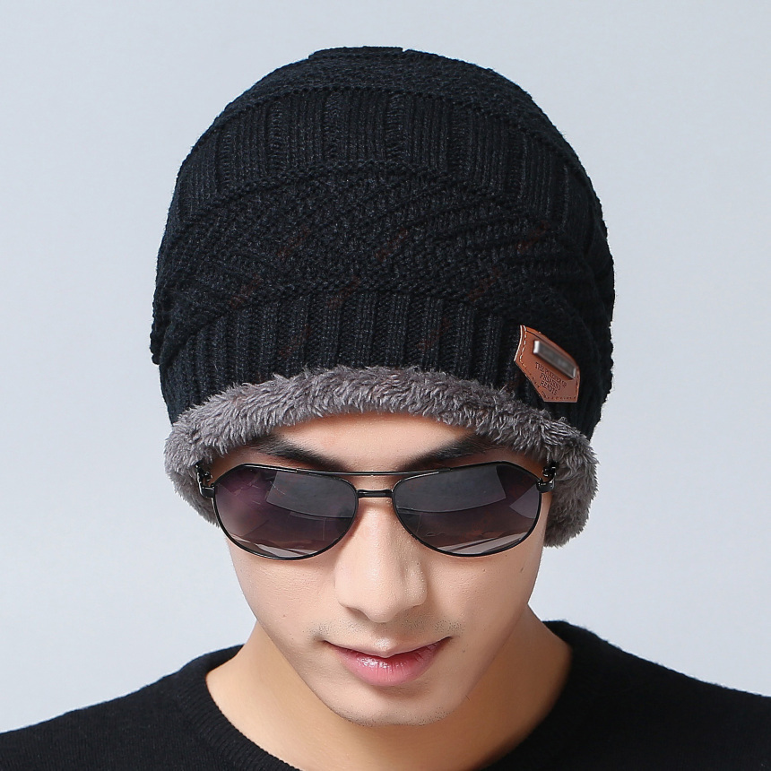 black beanie flat eaves neck protection